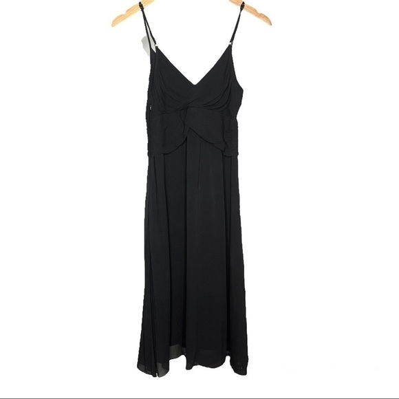 Theory Layna Black Silk Chiffon draped Dress Sz 4 - Picture 2 of 8